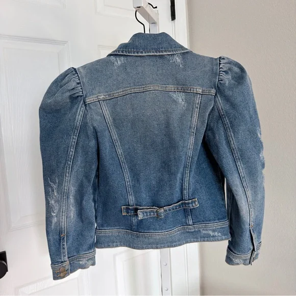 Retrofete Ada Denim Jacket in Worn Vintage Blue Size XS Puff Sleeve Distressed - Picture 3 of 8